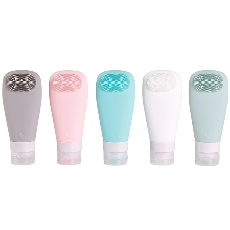 Silicone Travel Bottle with Brush Container Shampoo Tubes Leak Proof Refillable Liquid Holder for Lotion Soap Drop Shipping