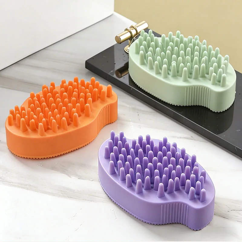 Double Sided Pet Bath Brush for Dogs Cats, Grooming Massage Brush for Bathing, Removes Loose Hair Dirt, Soft Cleaning Washing