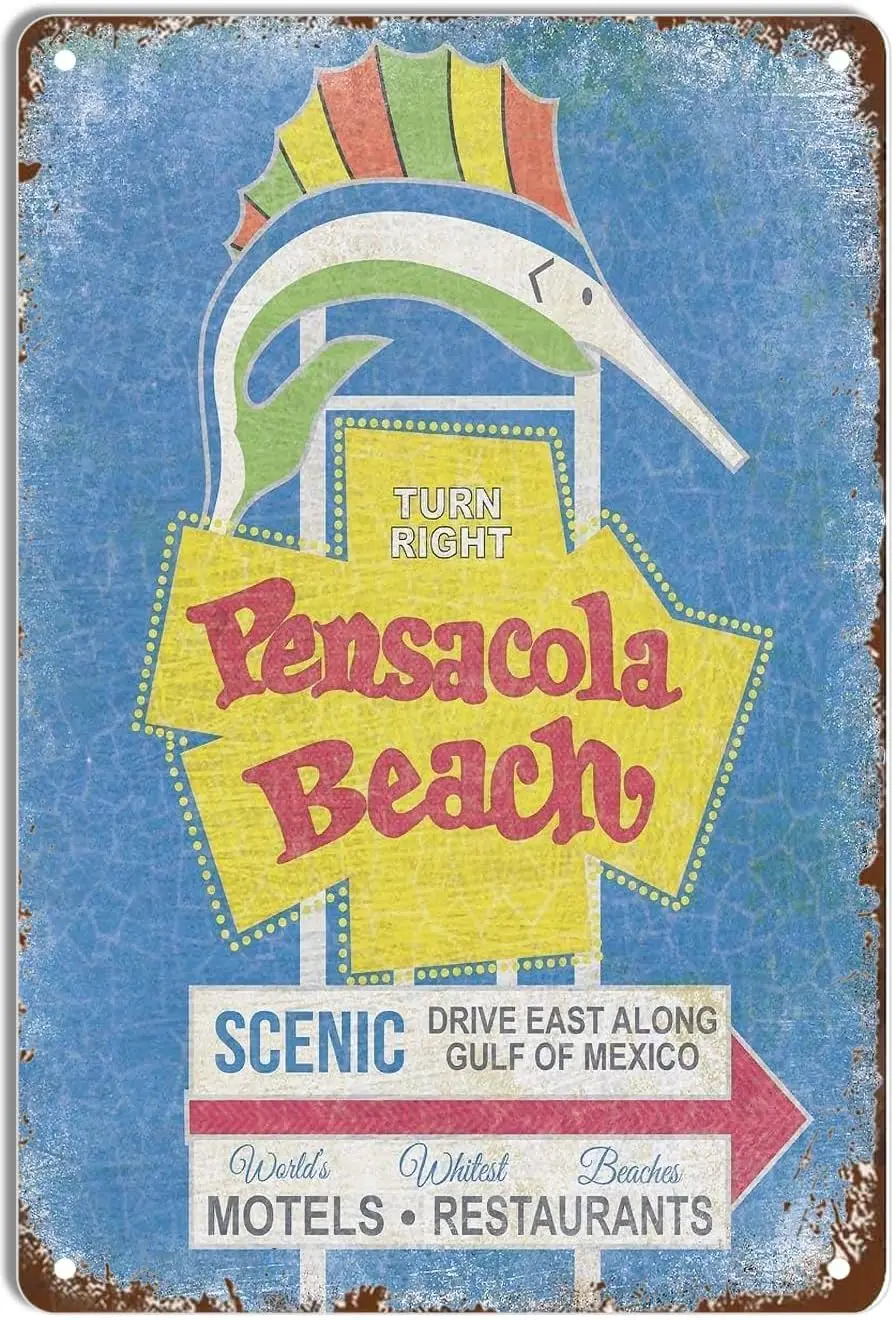 DHAEY Vintage Metal Tin Sign Pensacola Beach Iron Painting Home Family Lovers Gift Funny Bedroom Novelty Retro Parlor Court sign