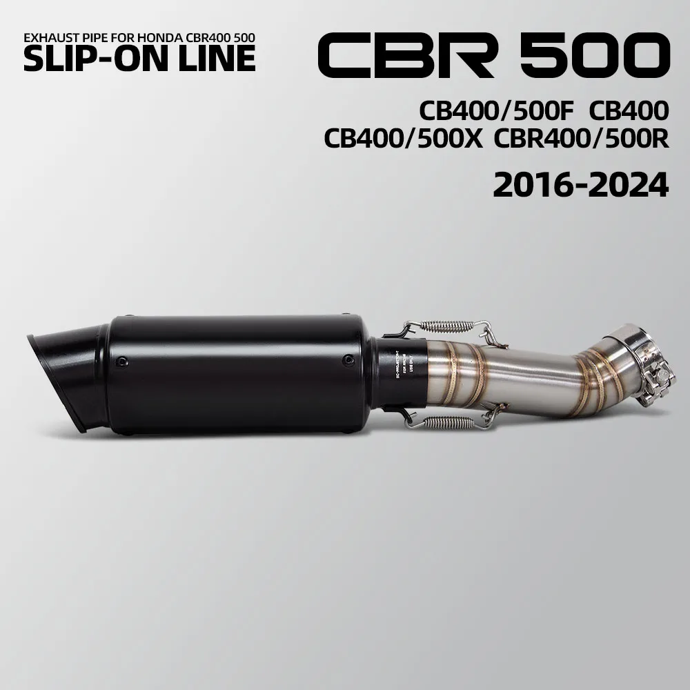 

Мотоциклетная надеваемая выхлопная труба для Honda CBR500R CB500F CB500X CBR400R CB400F CB400X 2016-2024, проект глушителя, среднее звено трубы