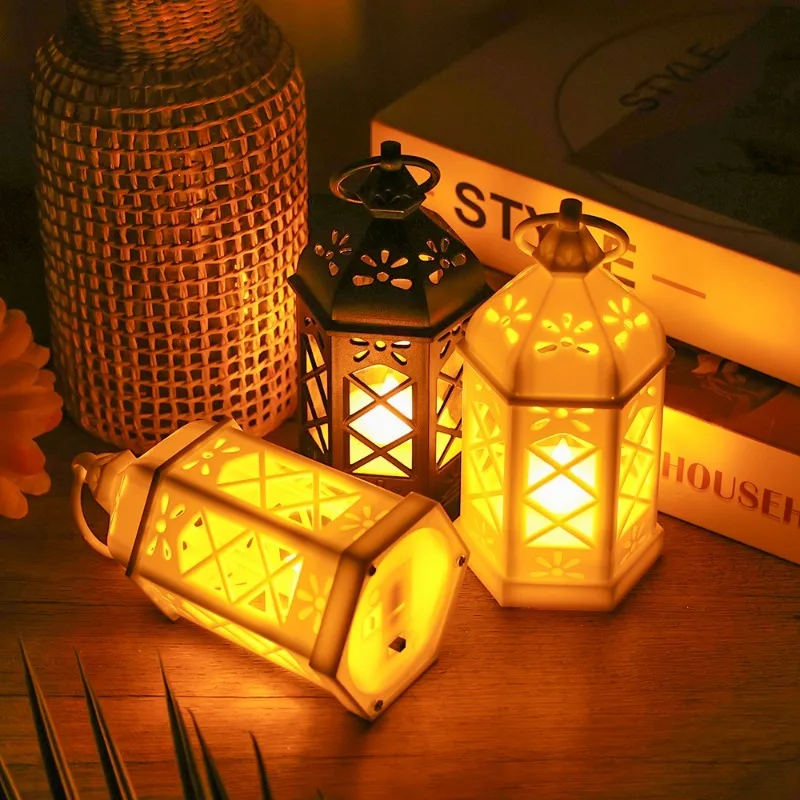 Retro Desktop Lamp Atmosphere Decoration Creative Gift Hexagonal Wind Lamp Candle Lamp Led Wind Lamp Portable Small Horse Lamp