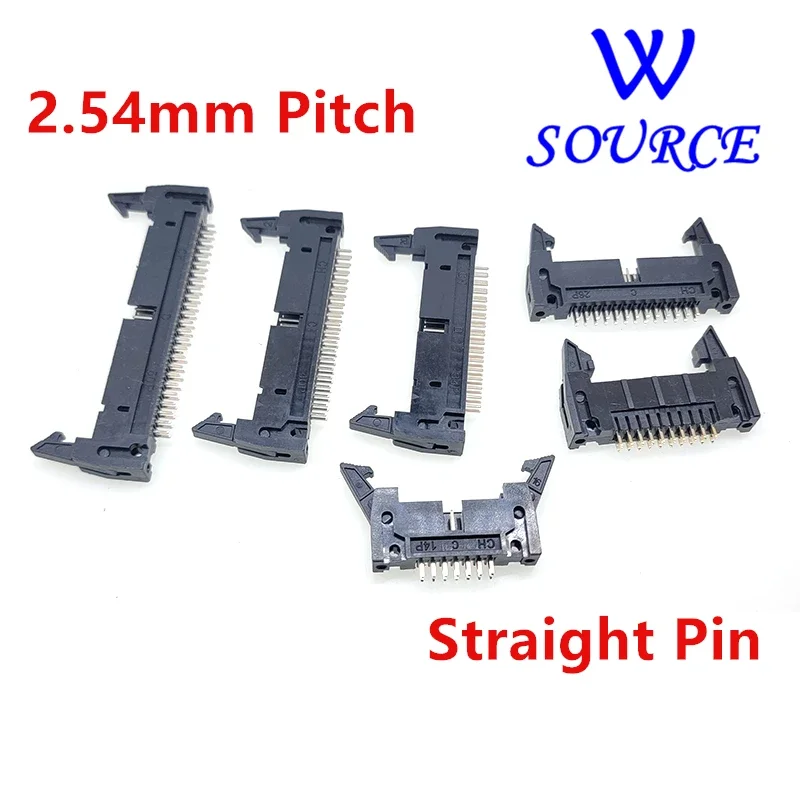 10 PCS IDC Socket Connector DC2 Pitch 2.54mm Straight Pin 6/8/10/12/14/16/18/20/24/26/30/34/40/50/60/64 Pin Female For FC Cable