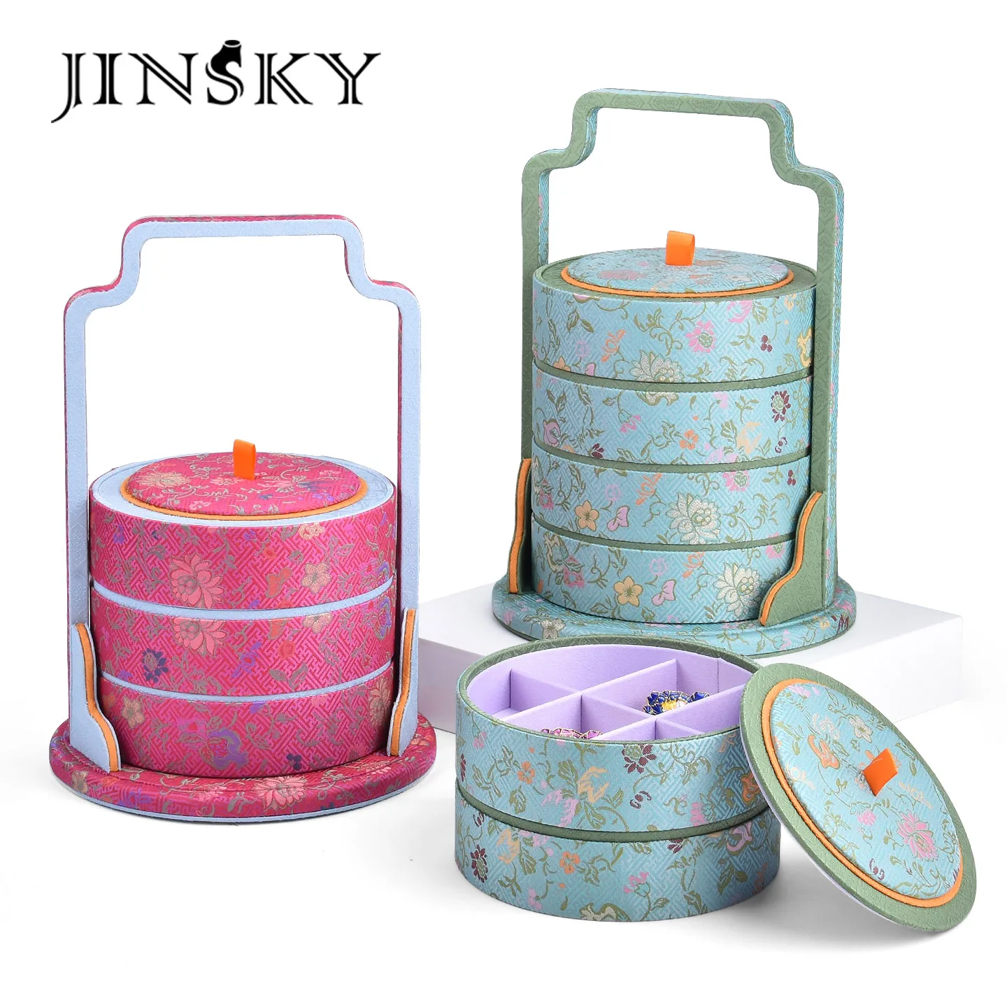 Basket jewelry box, ring pendant, bracelet arrangement, new Chinese style multi-layer large capacity jewelry storage box