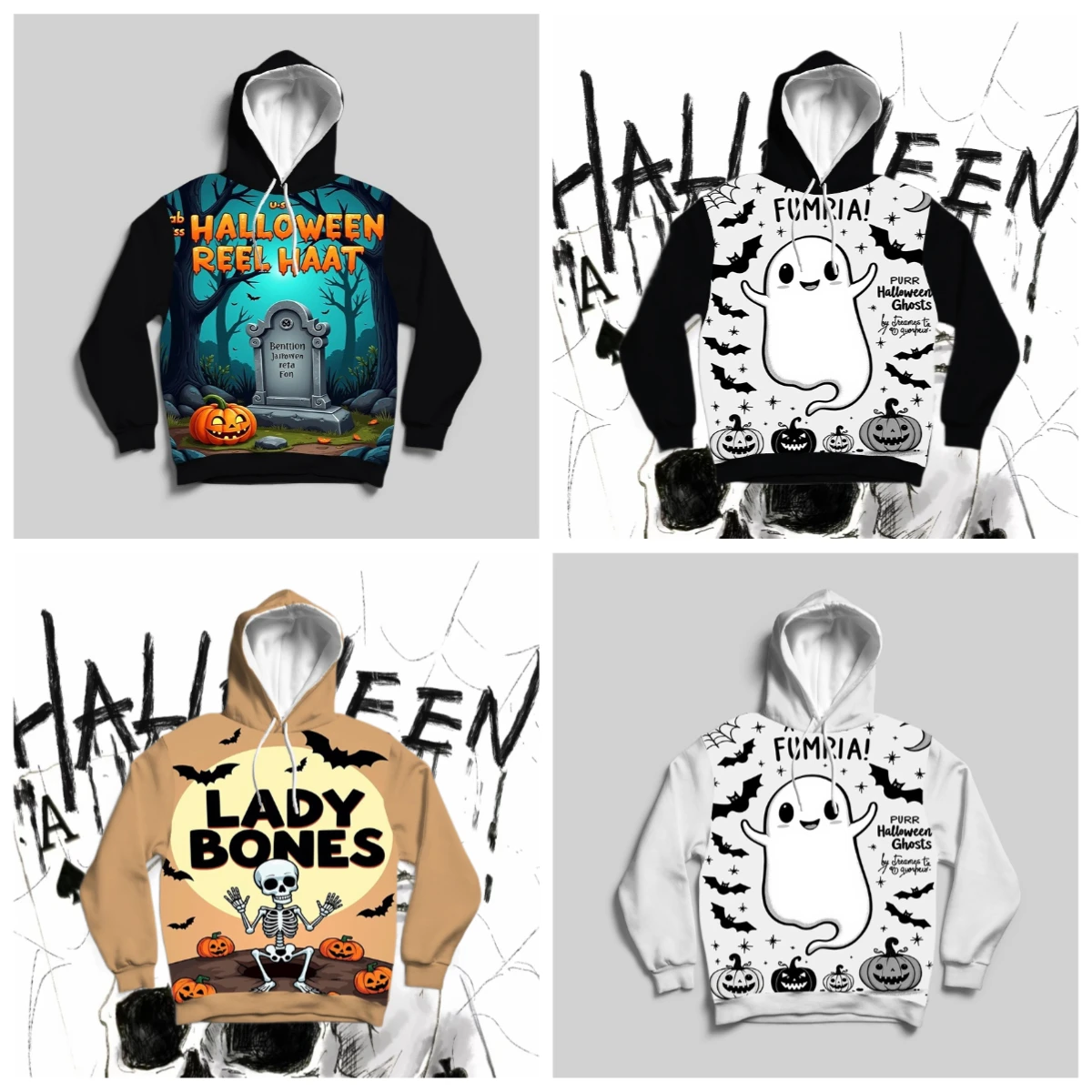 

25/26 Latest Autumn/Winter Halloween Elements 3D Printed Hoodie Large Adult Same Size Female Same Size Original Design Top
