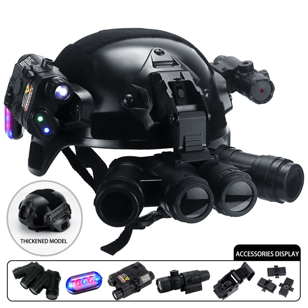 

Children's Tactical Helmet Set With Four-Eye Night Vision Model & Flashlight & Laser Sight Multi-Functional Combat Equipment Toy