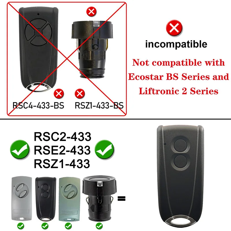 ECOSTAR RSC2 RSE2 433 pilot do drzwi garażowych 433MHz Rolling Code Liftronic 500 700 800 otwieracz bramy brelok do kluczy