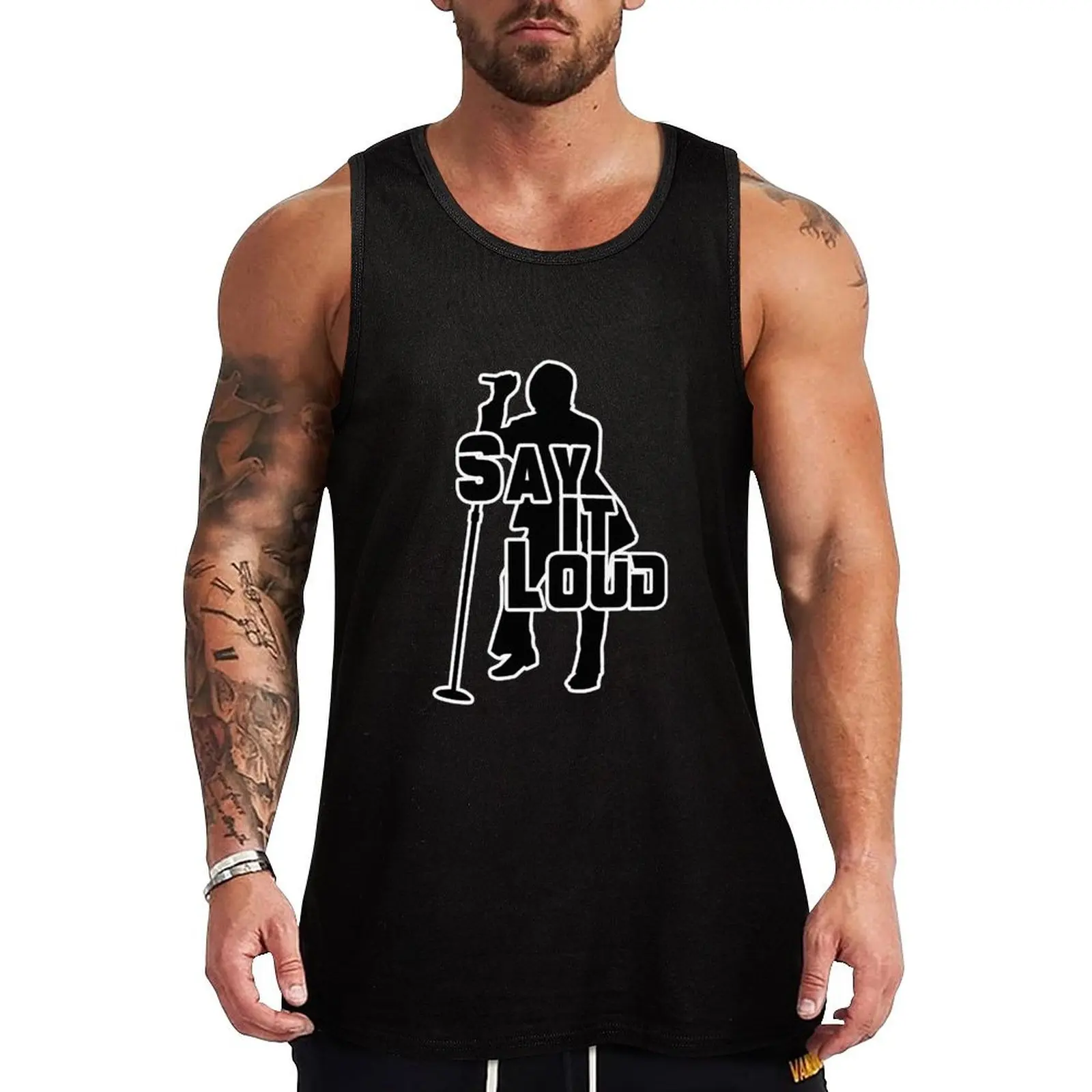 

Say it loud Tank Top gym accessories man Men's gym t-shirts sleeveless gym shirts male accessories men