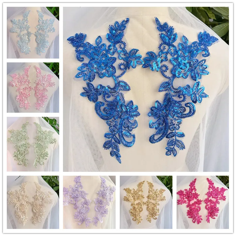 1Pair.15 Color Embroidered Lace  Multi Colored Beadeds. DIY Sewing Clothing Decoration Children's Clothing Accessories