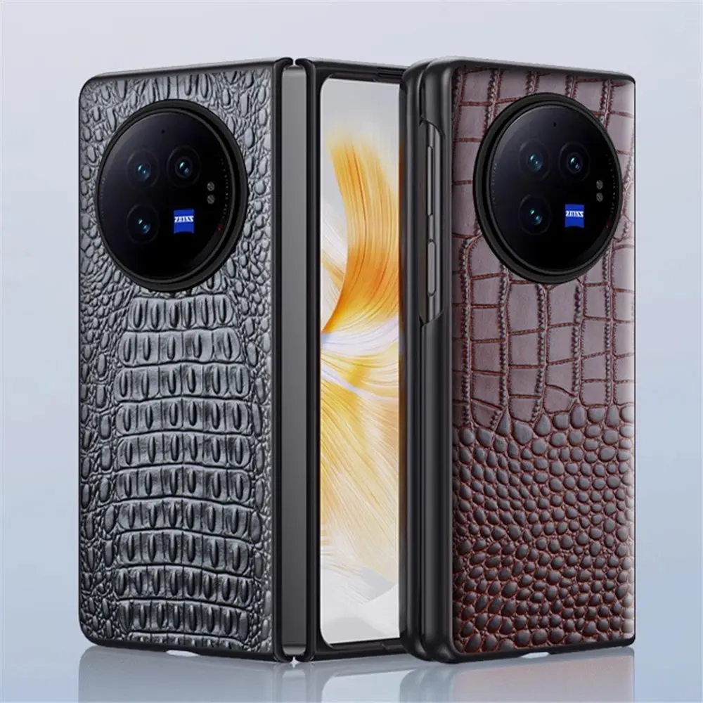 

Тонкий чехол премиум-класса из натуральной яловой кожи для Vivo X Fold3 Pro Fold3, чехол с крокодиловым узором