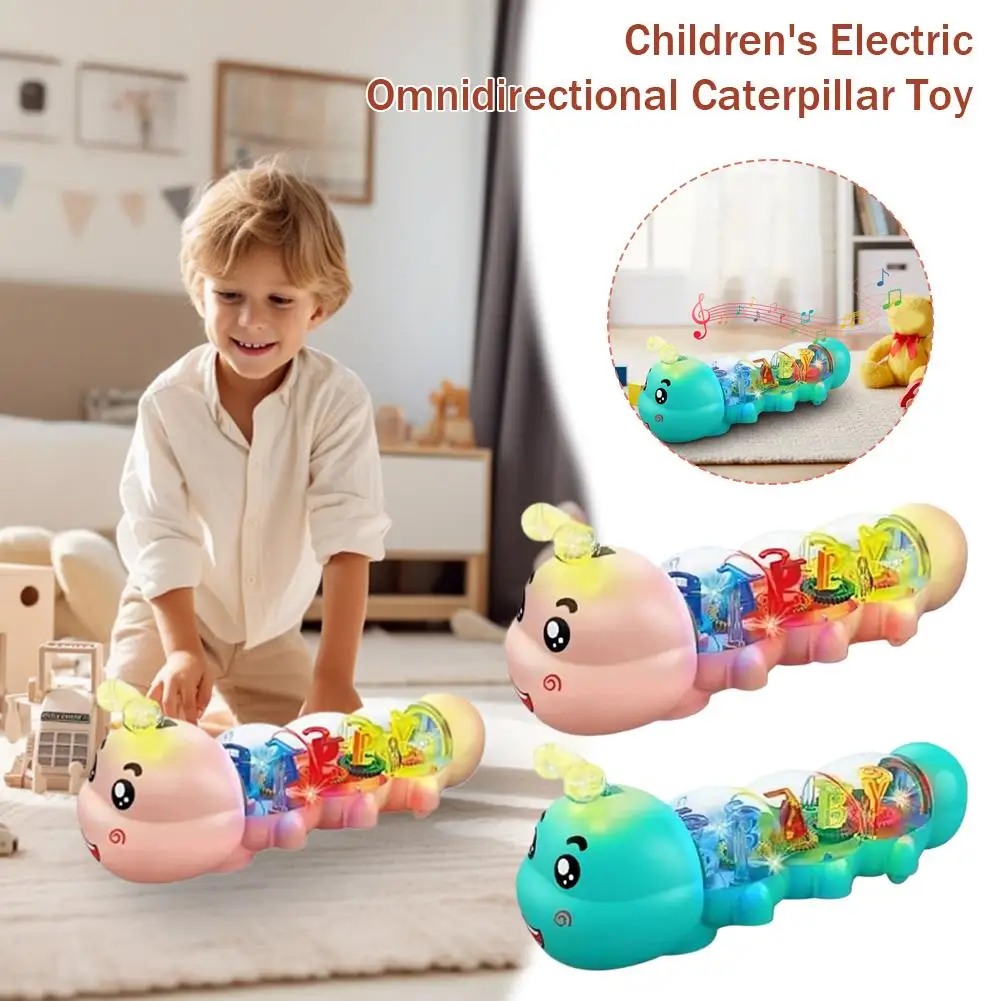 Jouet chenille créatif intelligent Animal de dessin animé pour enfants, équipement lumineux musical, chenille électrique omnidirectionnelle