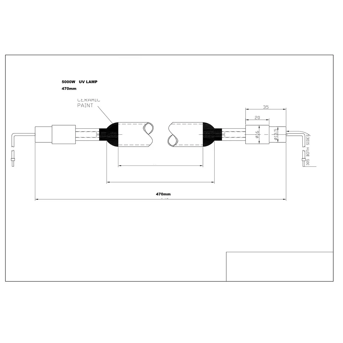 

5000w 470mm 380 V uv lamp