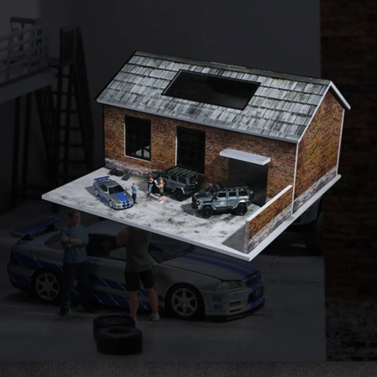 

Old Factory Display Scene Lighted 1:64 Factory Model Industrial Building Miniature Detailed Collectible Ornament for Gift Shelf