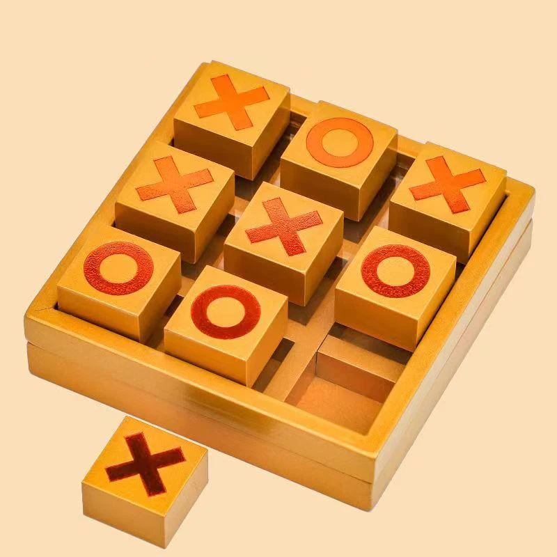 Unique Gift XOXO Board Game Wooden Tic Tac Toe Brain Teaser 3D Strategy Puzzles For Adults And Kids Family Fun Party favors