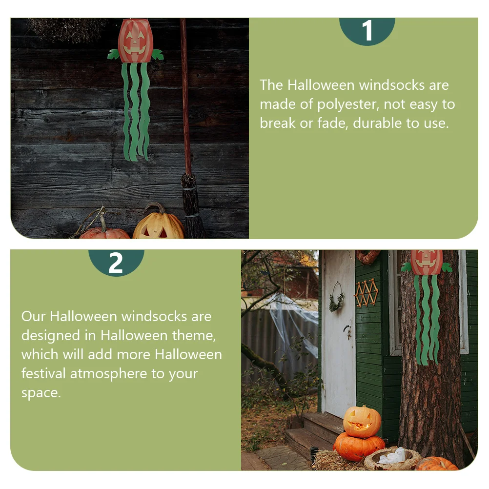 

2 Pcs Pumpkin Windshield Banner Halloween Hanging Decorations Windsock Garden Rope Outdoor Polyester Accessory