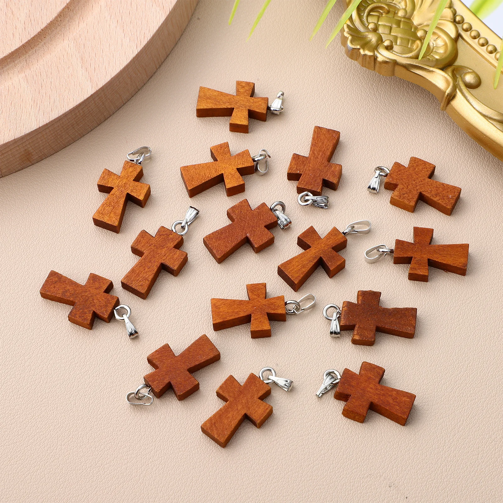 

15Pcs Wooden Cross Jewelry Charms DIY Pendants for Necklace Bracelet Making Craft Supplies Cross Charms DIY Supplies