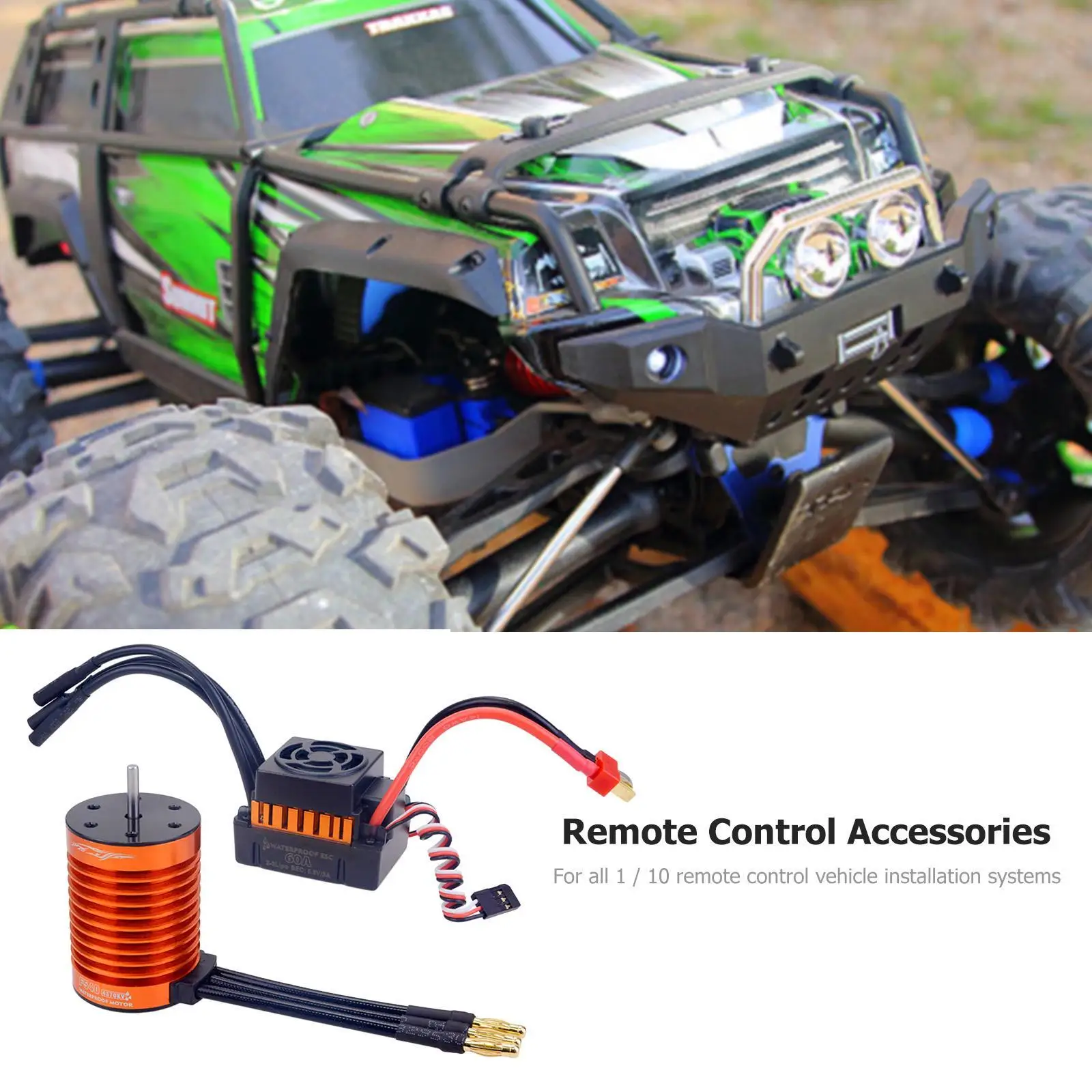 Waterproof  23300KV Motor 60A Brushless ESC Kit for 1/10 RC Car Truck Parts for Children Playing Christmas Gift