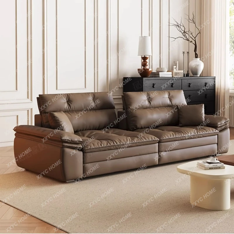 

Диван для гостиной с откидной спинкой и подголовником, суперширокий, глубокое сиденье, из экологичной кожи, прямой ряд, новая модель 2025 года