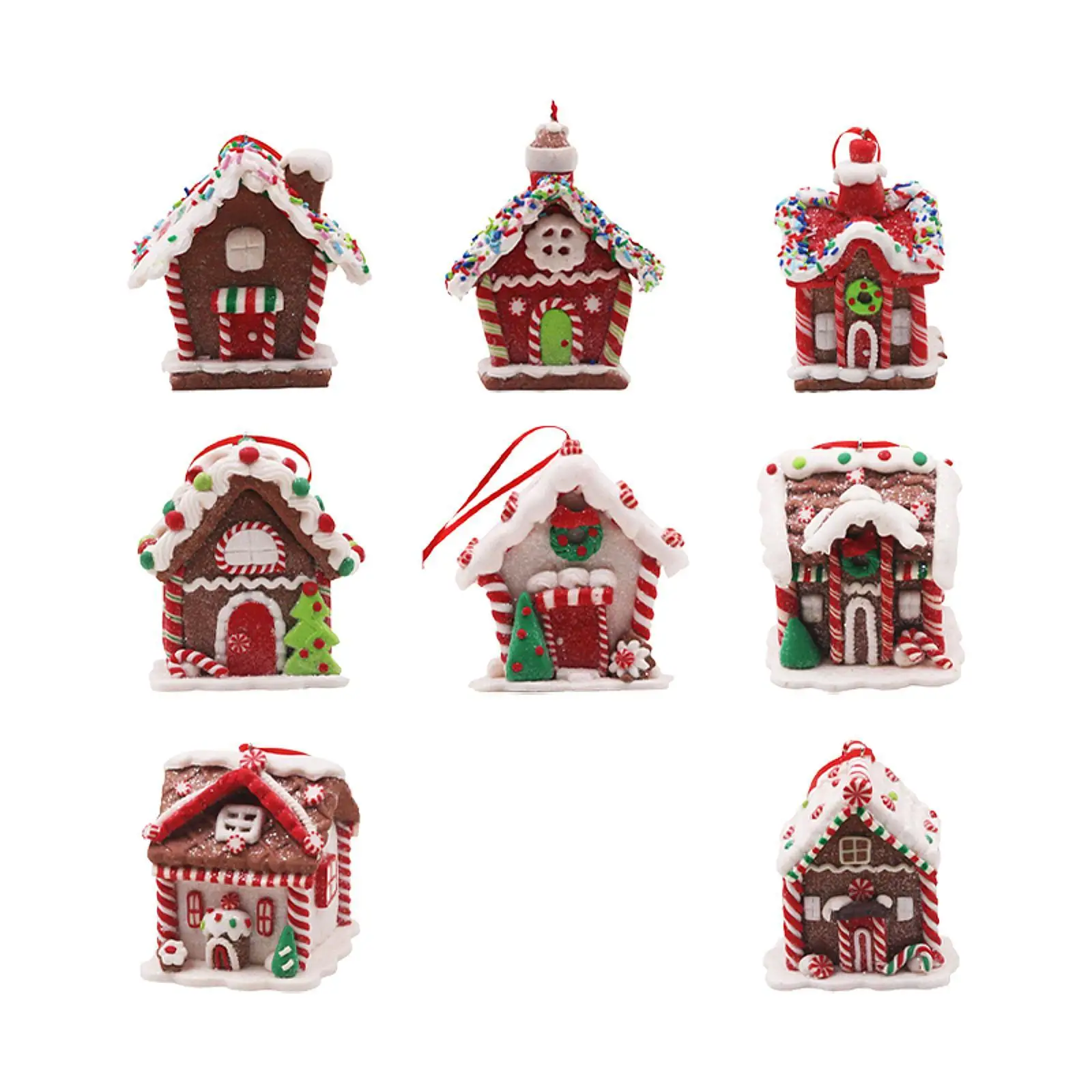 Christmas Village House Figurine Pendant Xmas Tree Decor Christmas Tree Hanging Ornament for Festival Home Yard New Year Hotel