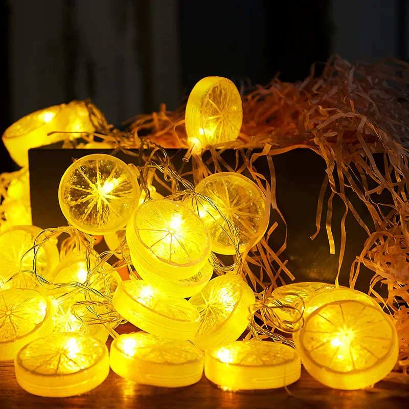 LED Lemon Garland Orange Slices String Light Yard Wedding Home Party Bedroom Decoration Battery Lamps Holiday Lighting