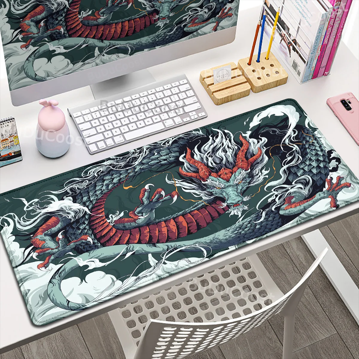 30x80cm Lock Edge KeyboardPad Large Office Non-Slip Computer Mouse Pad Japanese Art Dragon Deskmat Gamer Custom Home HD Mousepad