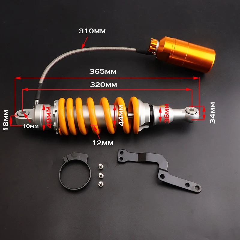 Amortecedor traseiro universal para motocicleta, Amortecimento duplo ajustável, 320mm, Dirt Pit Bike, Motocross Modificação Acessórios