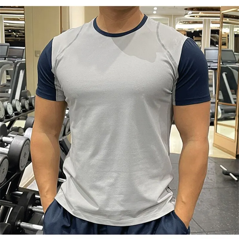 

Men Running T-shirts Sports Gym Fitness Short Sleeve Shirt Breathable O Neck T Shirts For Man Summer Casual Tees Sportwear Tops