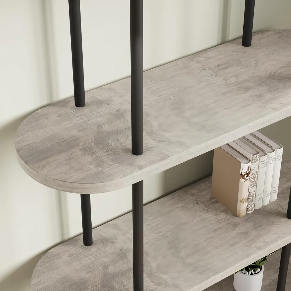 5-Tier Arched Bookshelf with Metal Frame for Home Display and Storage