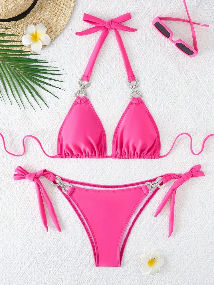 Heiß begehrtes, hochwertiges Produkt: Badeanzug-String-Bikini-Set, sexy Damen-Badeanzug mit Kristalldiamant-Verzierung und Damen-Strandkleidung. – Detail 4