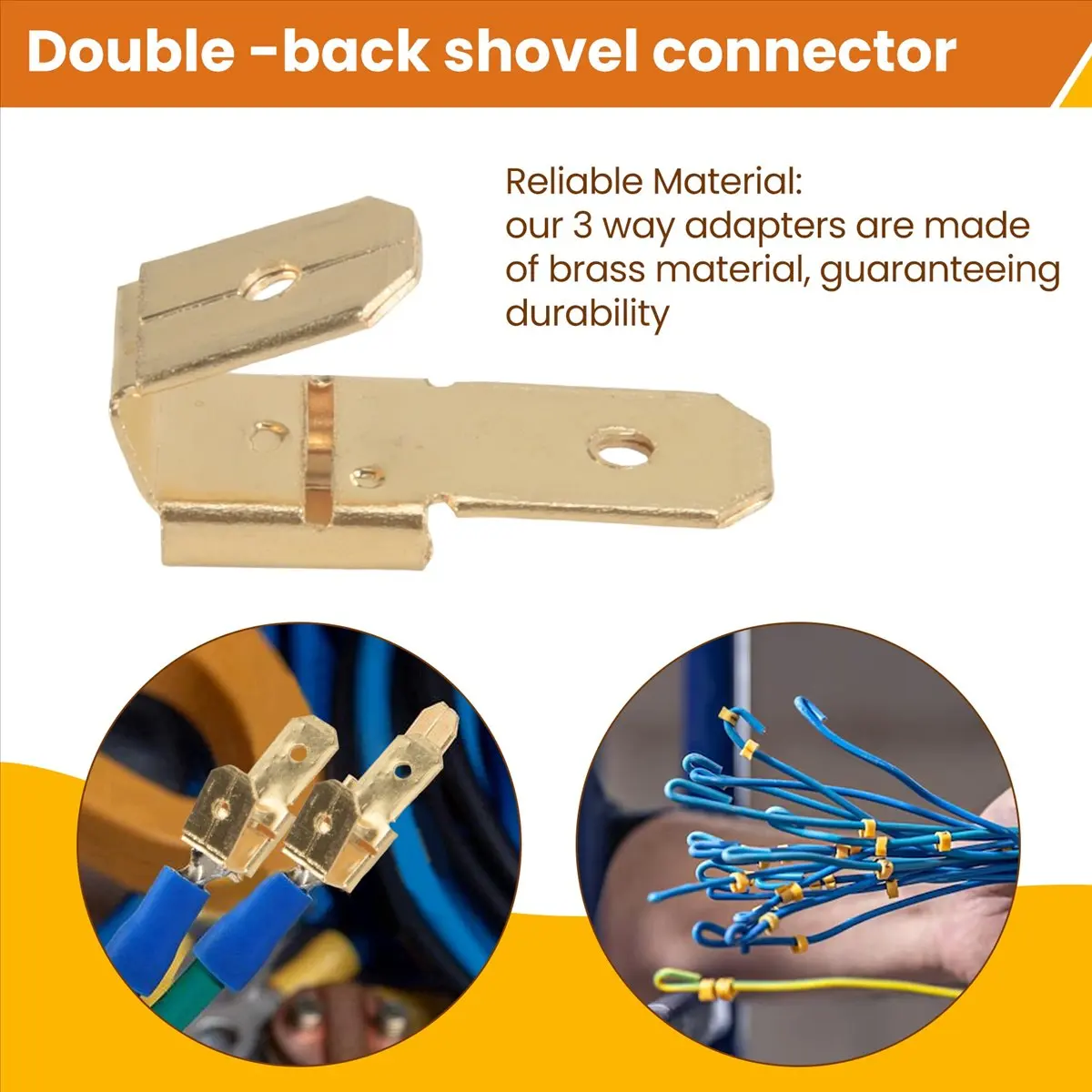 #45E 25 Pcs Piggyback Spade Connectors, Quick Disconnect Connectors,Double -back shovel connector,(brass)
