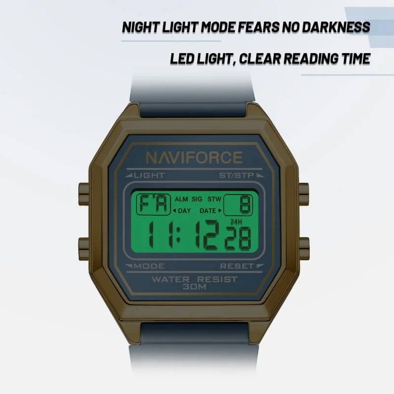 NAVIFORCE NF5063T Woman Watches Sports Watch Silicone Strap 3ATM Waterproof Time Display LCD Digital Watch