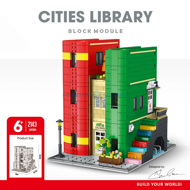 Cities Library Modular Building Bricks MOC 10211 Colorful Book Shaped Architecture Model Blocks DIY Toy Kit Gift Kids Boys Girls