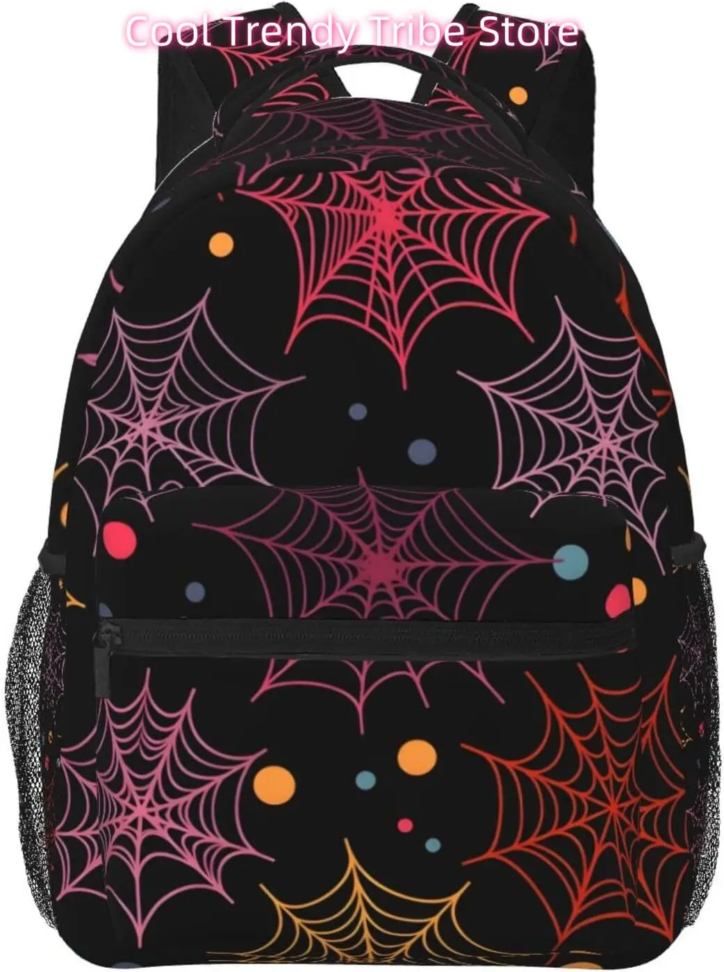 

laptop bag back to school Halloween Colorful Spider Webs Lightweight Laptop Backpack Lightweight Multipurpose Travel Casual Dayp