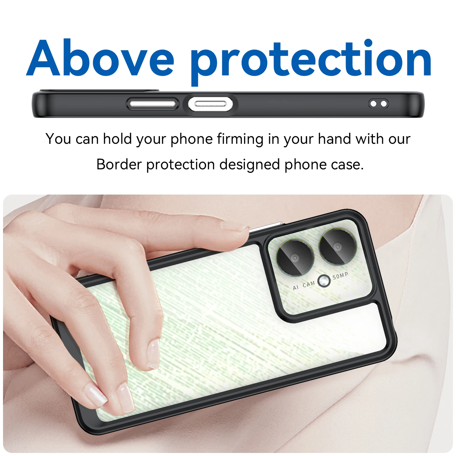 Para Xiaomi Redmi 13C Funda transparente Redmi 13C Funda Coque duro translúcido parachoques trasero Redmi 13C