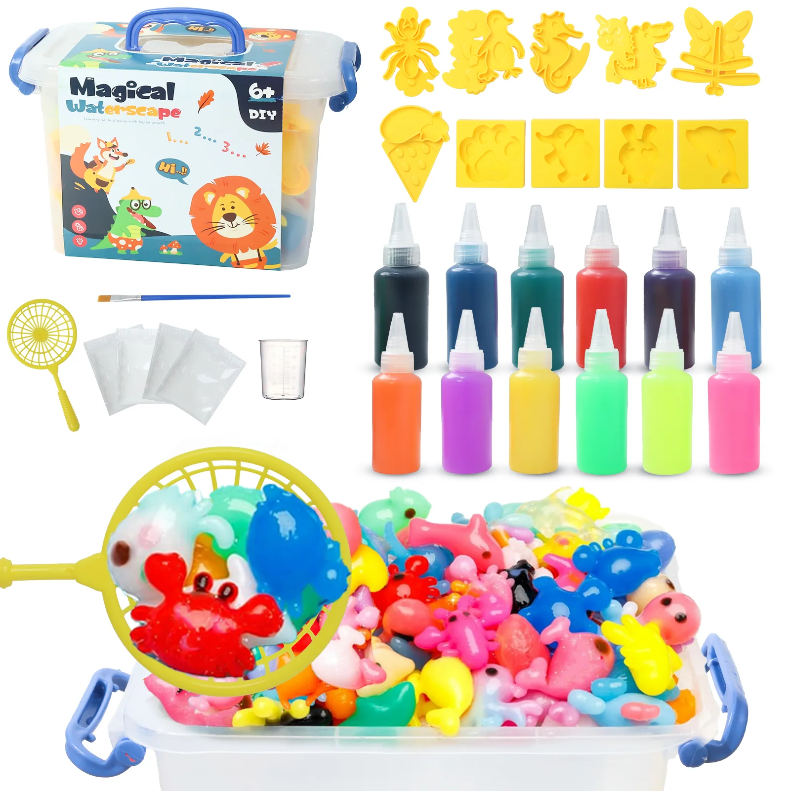3D Magic Gels Kit DIYFairy MagicWaterElf Ocean Mold Companion Animal Kit Aqua Fairy Gel Toy Set Handicrafts Kids Children Gift