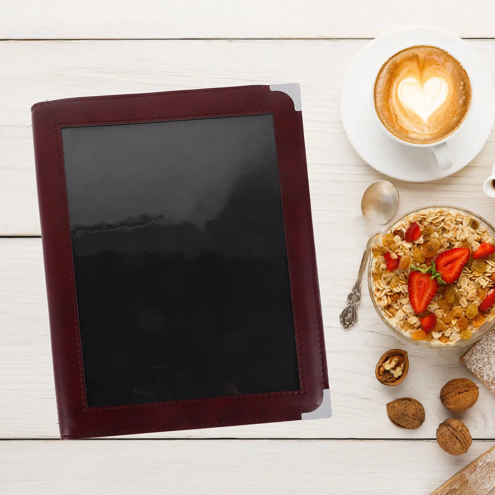 

8 Pages Clear Menu Cover Replaceable Restaurant Menu Folder for Cafes Bars Elegant Finish Large Capacity Secure Page Storage