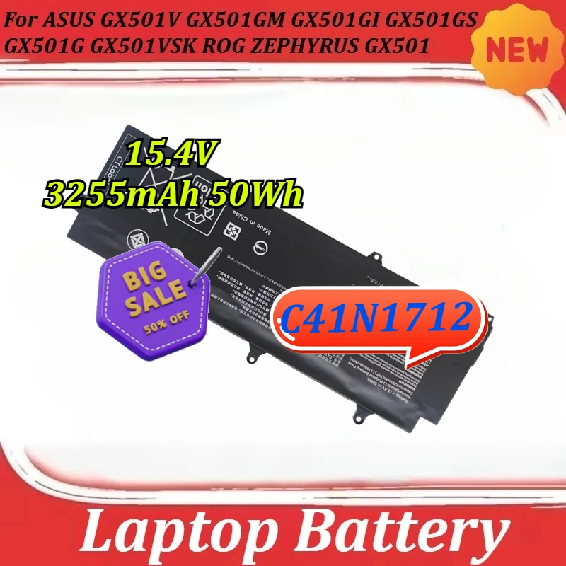 

Аккумулятор для ноутбука C41N1712 для ASUS GX501V GX501GM GX501GI GX501GS GX501G GX501VSK ROG ZEPHYRUS GX501 15.4V 3255mAh 50Wh