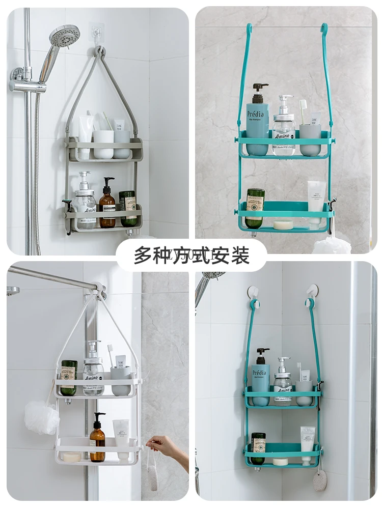 *Regal Toilette mehrschichtiger Hängekorb Badezimmer nicht stanzender Kleiderbügel