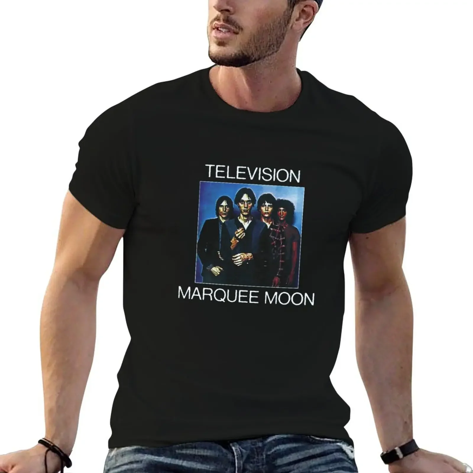 

television 1 T-Shirt blue archive new edition korean fashion heavyweight t shirts for men