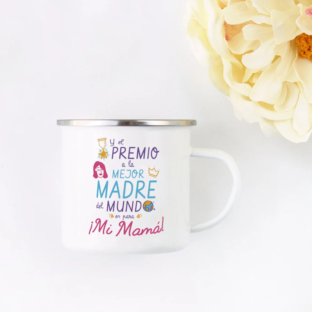 Gifts for Mom Enamel Coffee Mug You Are The Best Mother in The World Printed Cup Your Favorite Best Birthday Gifts for Mom