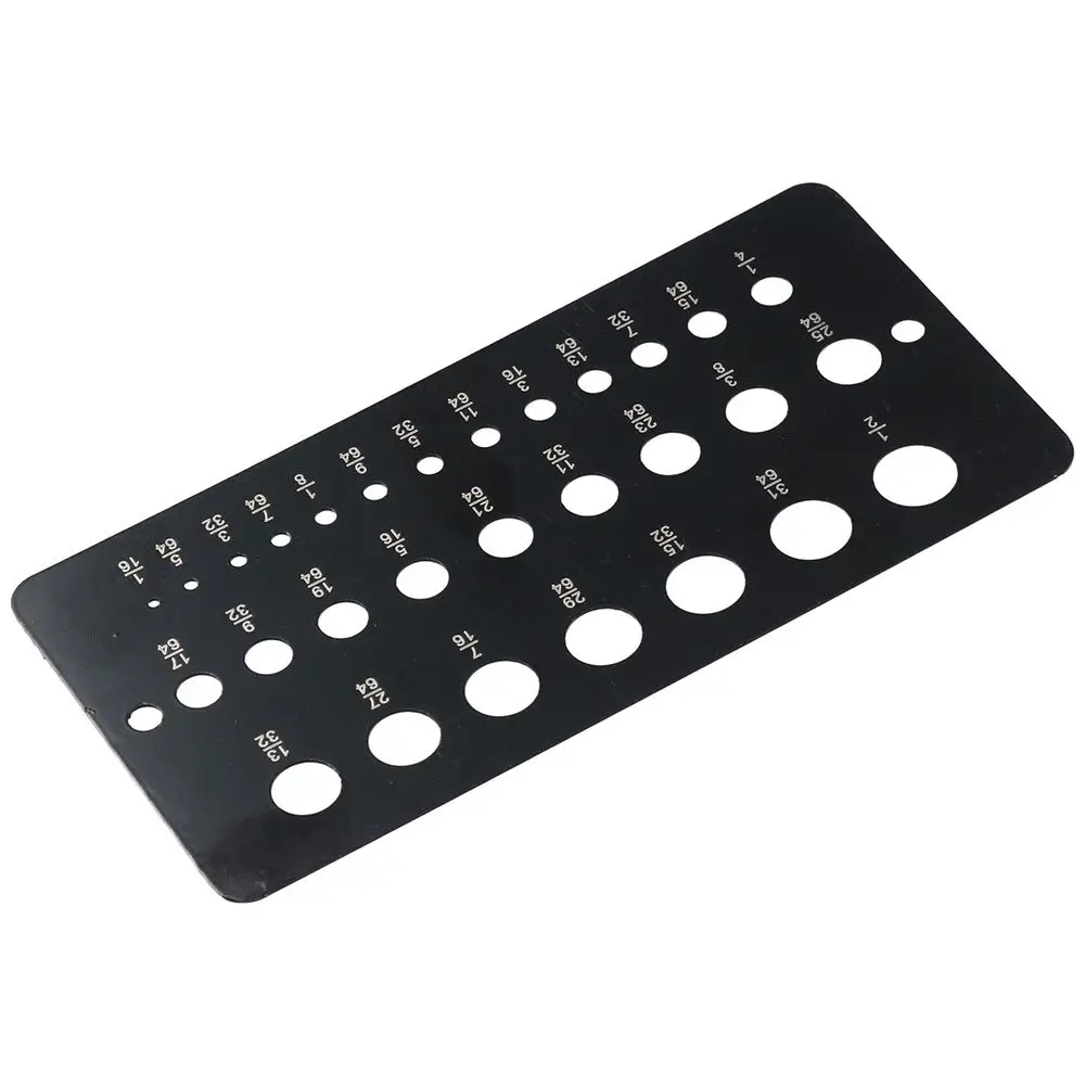 29-Hole Drill Gauges 1/16 Inch to 1/2 Inch Size Bits 17/64-1/2 0.062-0.250 Bolt and Wire Diameter Index Gauge Black