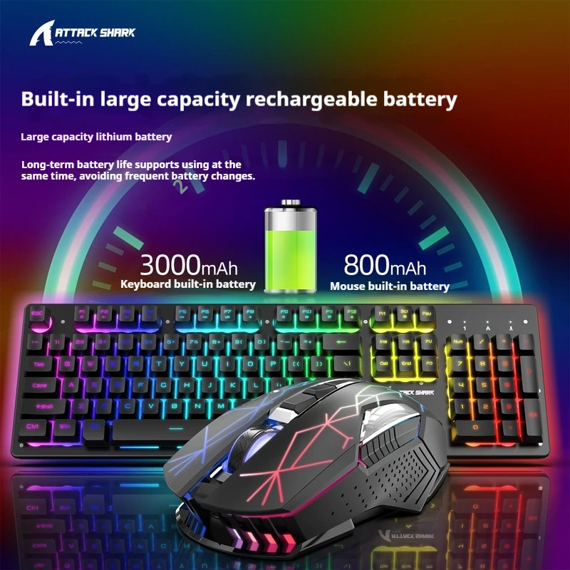 Attack Shark T3rgb Wireless Keyboard And Mouse Kit Rgb Rechargeable Luminous Mobile Phone Laptop Game Office Keyboard Mouse