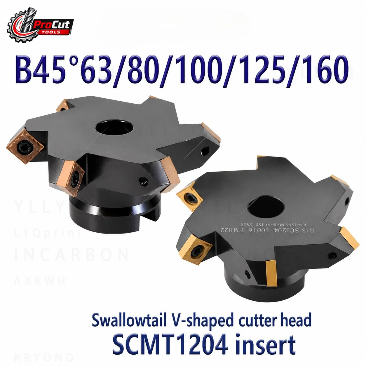 B45 45° Three Sided Chamfer Disc, Swallowtail V-Type Cutter Head Holder, SCMT1204 Insert Chamfering Tool for Machining