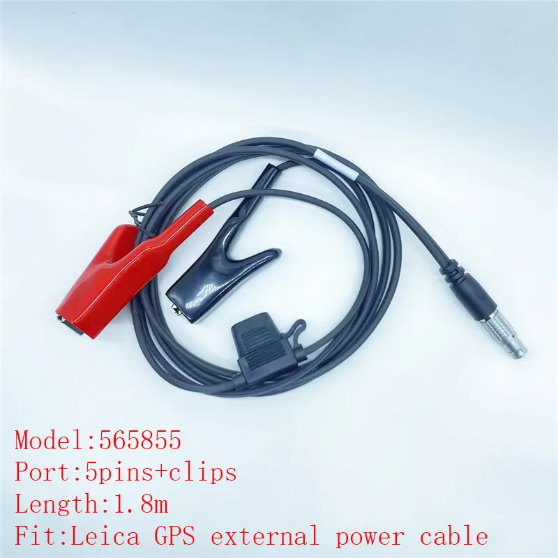 Fit Leica GPS GNSS GS external power battery cable 565855 5pins to clips