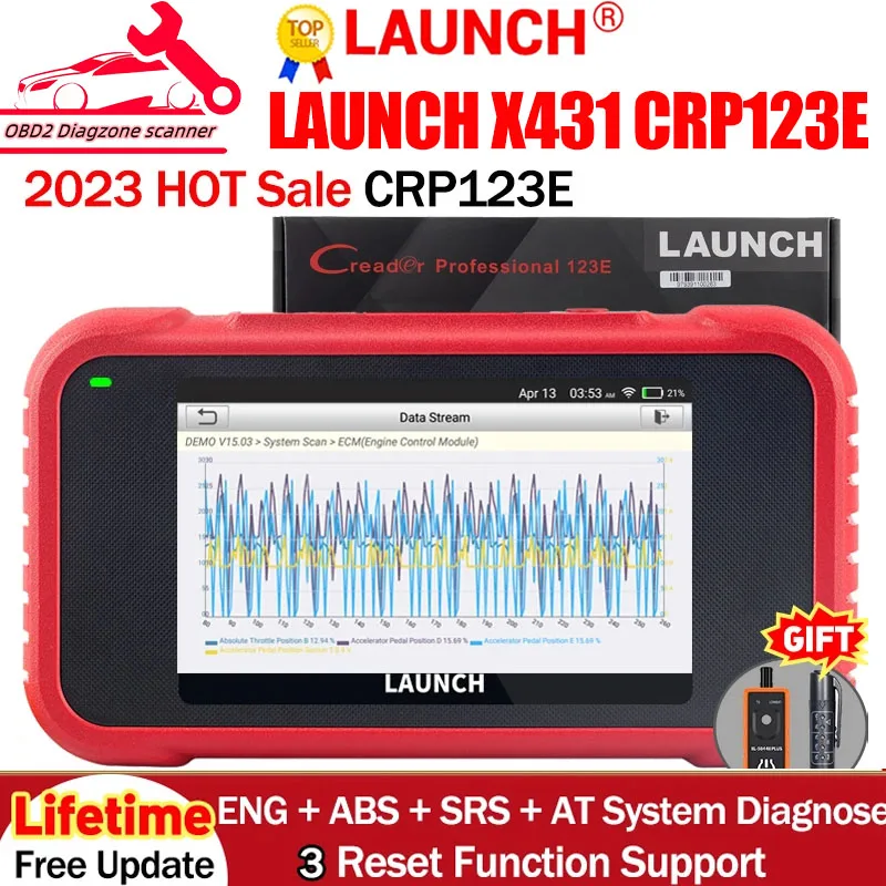 Lauch X431 CRP123E OBD2 Automotive scanner 4 System Car diagnosis Oil ETC SAS Reset PK CRP123x CRP123i CRP429