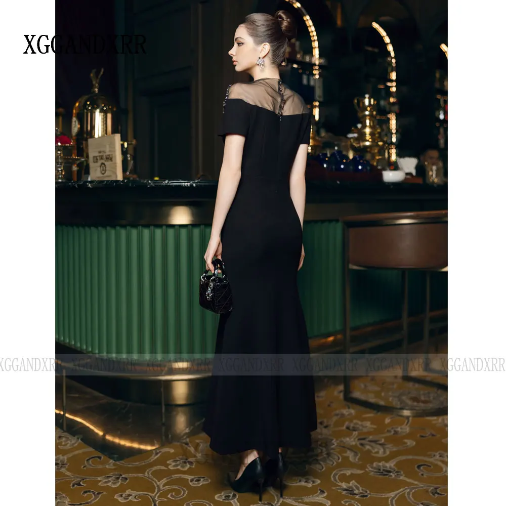 

Elegant Mermaid Mother Of Bride Dress 2026 O Neck Beading Sequins Black Ankle Length Evening Party Gown Woman Formal Bride Mom