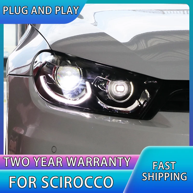 Headlight For VW Scirocco Headlights 2009-2015 Head Lamps LED Bi LED Lens Headlight DRL Head Lamp Auto Accessories