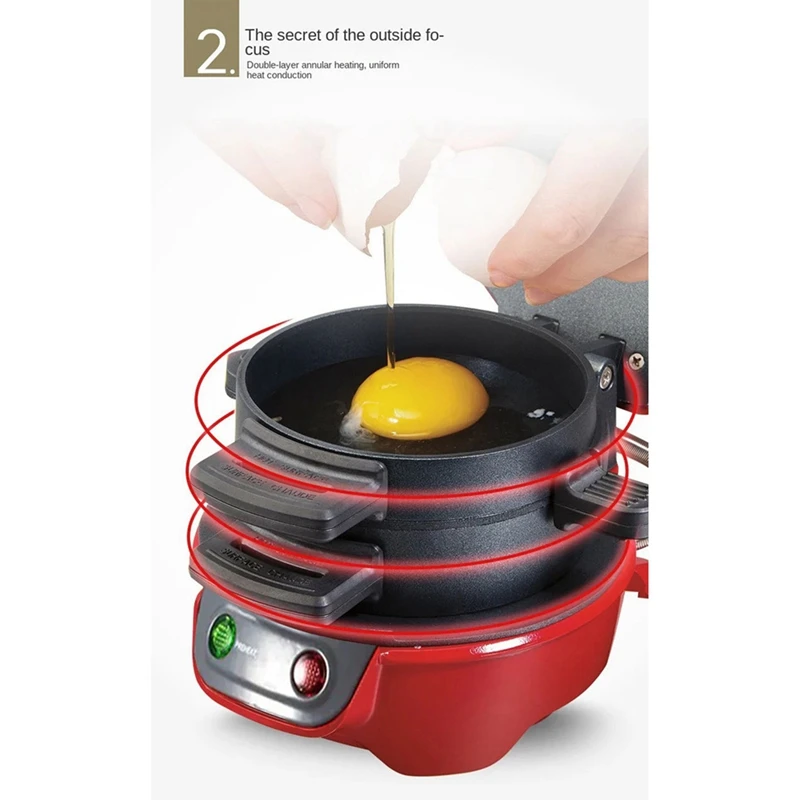 เครื่องทําเบอร์เกอร์แฮมเบอร์เกอร์กด Patty Maker Non-Stick มัลติฟังก์ชั่เนื้อ Burgeromelette สเต็กอาหารเช้าเครื่อง US Plug