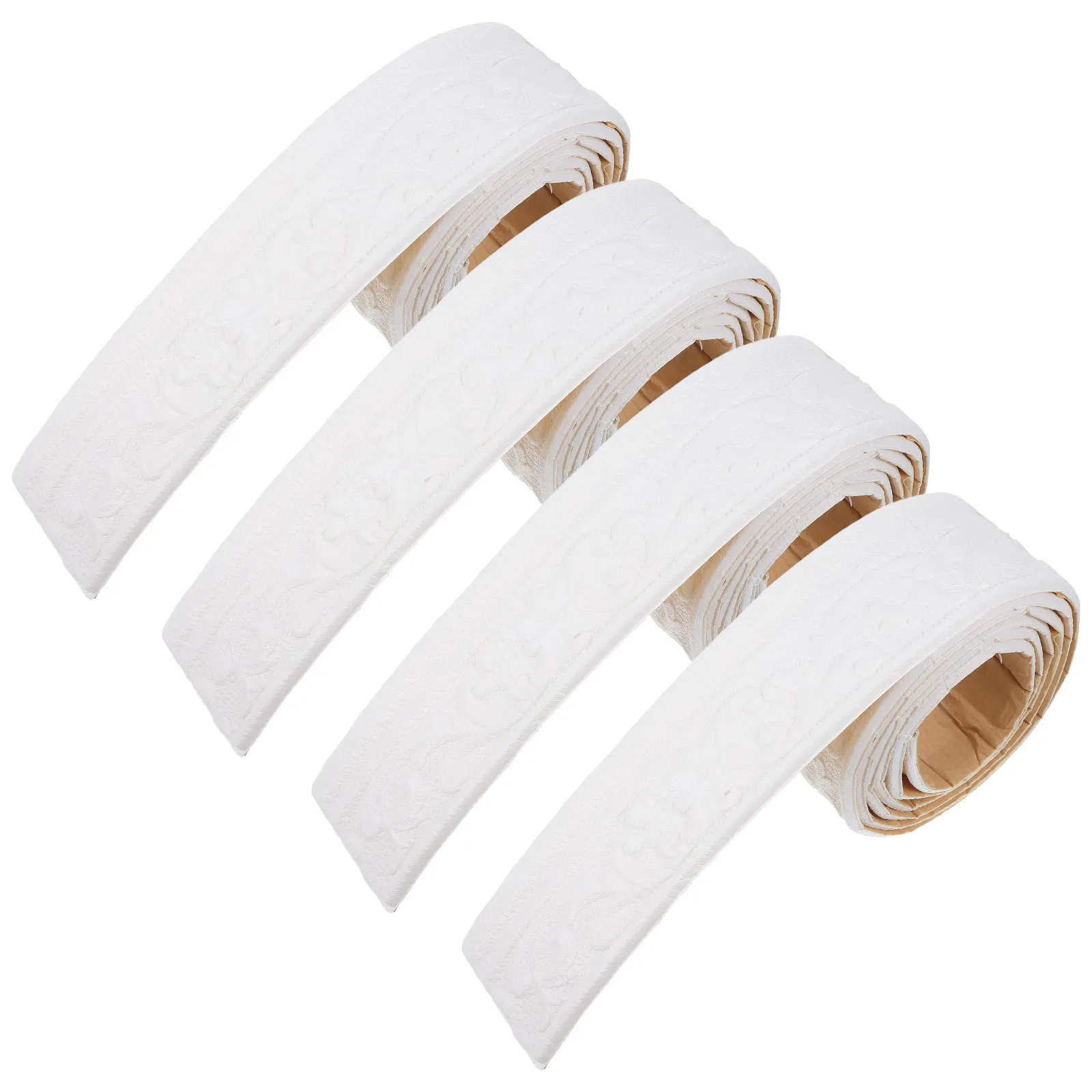 

4Pcs Self-Adhesive Waterproof Wall Sticker Beige 8cm Wide Skirting Line 3D Decorative Border Strip for Home Office