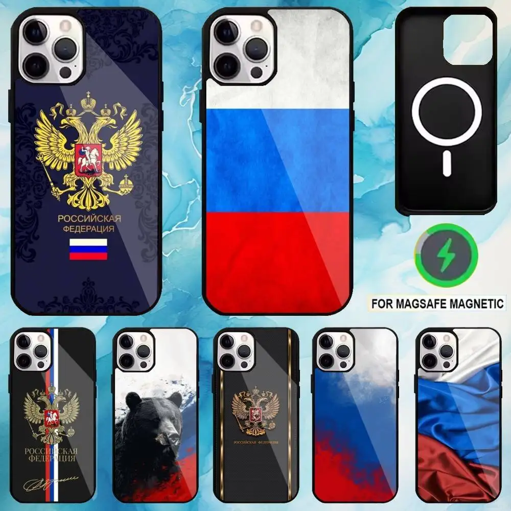 

Russia Flag national emblem Phone Case For iPhone17,16,15,14,13,12,11 Plus,Pro Max Magnetic For Magsafe Wireless Charging