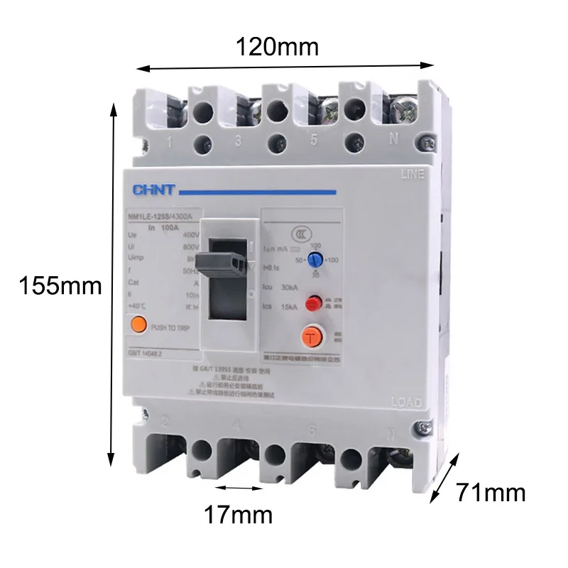 Imagem -02 - Interruptor Atual Residual Vazamento Disjuntor Diferencial Interruptor de Segurança Nm1le 4p 63 80 100 125 160 200 250 315 350 400a